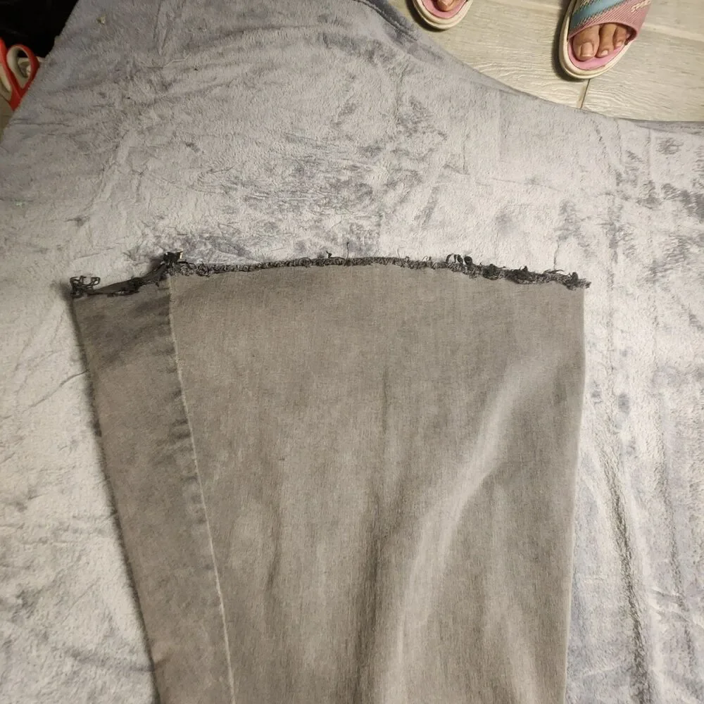 Free People Just Float On Flare Jeans Womens Size W25 Grey Raw Hem‎ Bell Bottoms